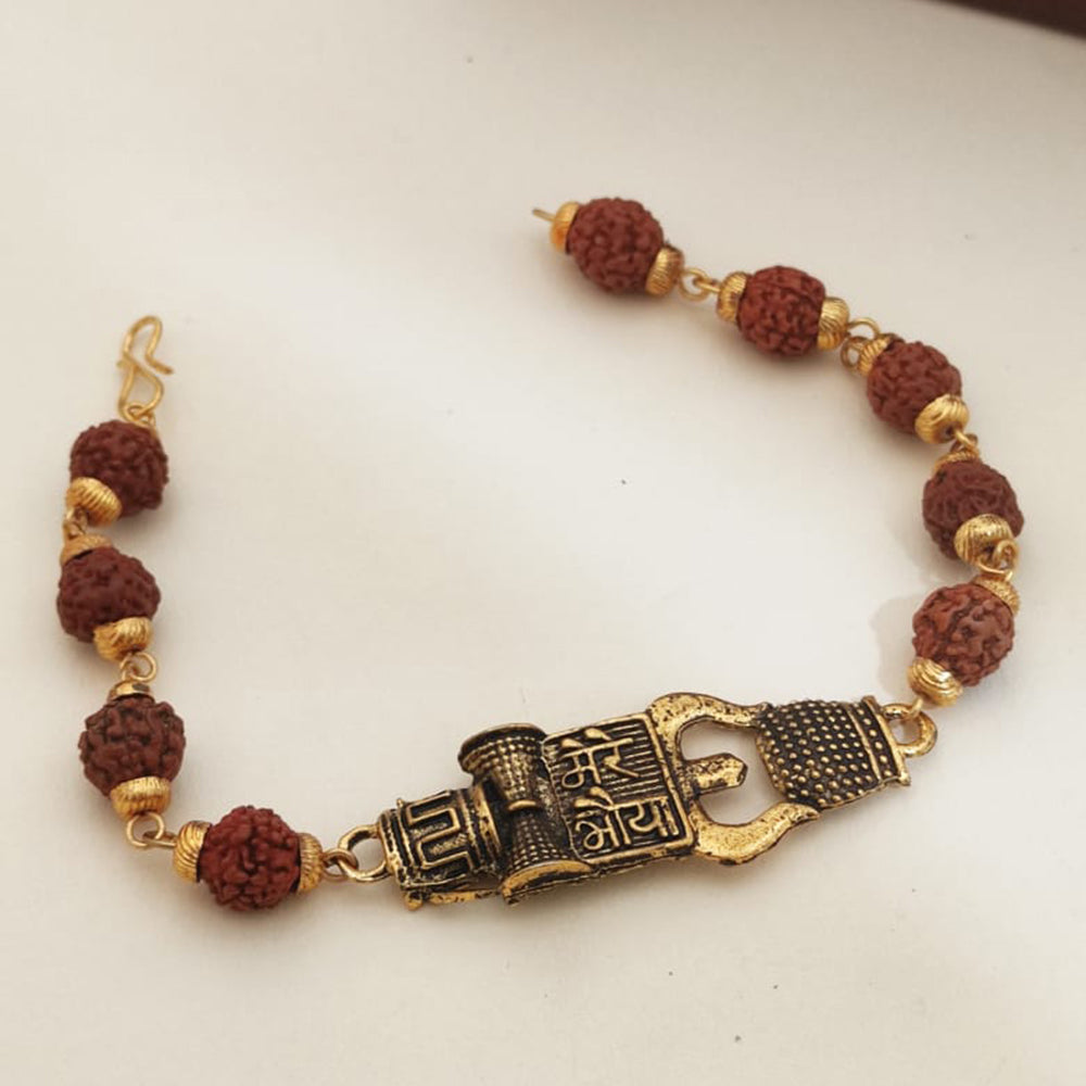 Khodiyar Gold Plated Rudraksh Bead Bracelet