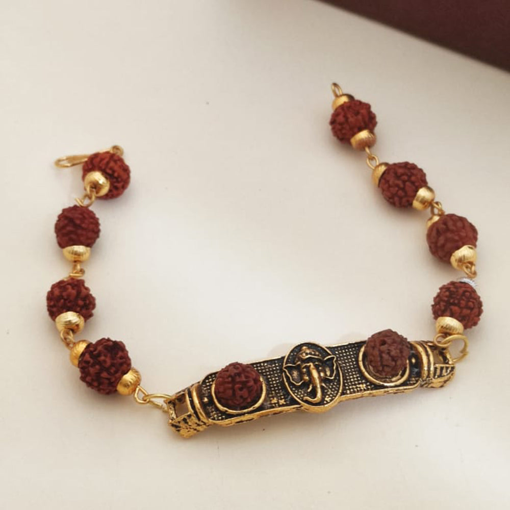 Khodiyar Gold Plated Rudraksh Bead Bracelet