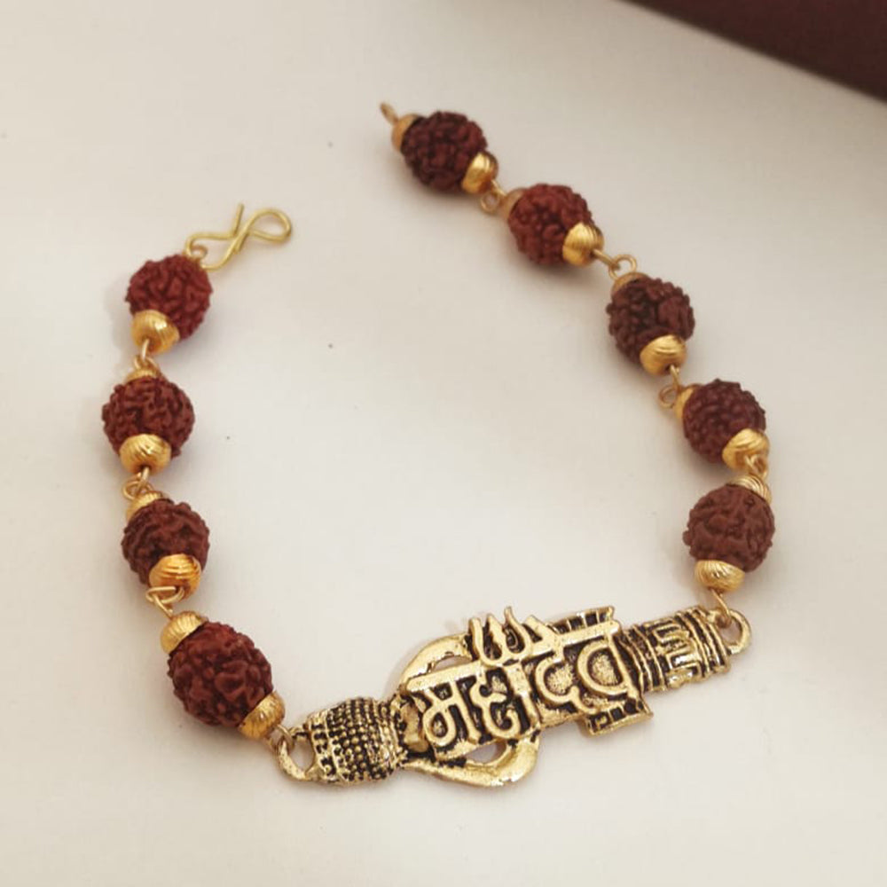 Khodiyar Gold Plated Rudraksh Bead Bracelet