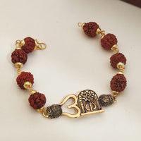 Khodiyar Gold Plated Rudraksh Bead Bracelet