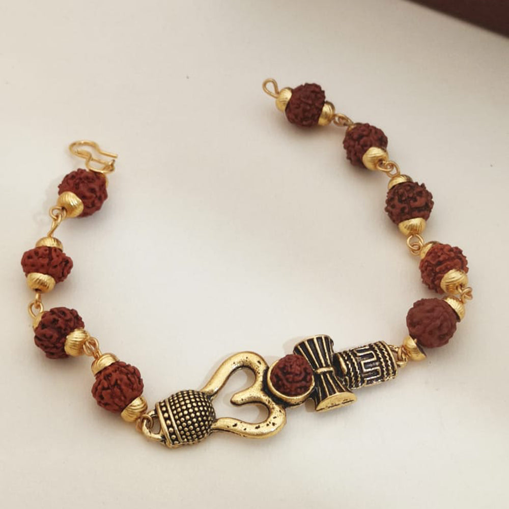 Khodiyar Gold Plated Rudraksh Bead Bracelet