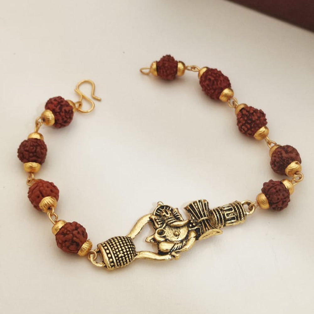 Khodiyar Gold Plated Rudraksh Bead Bracelet