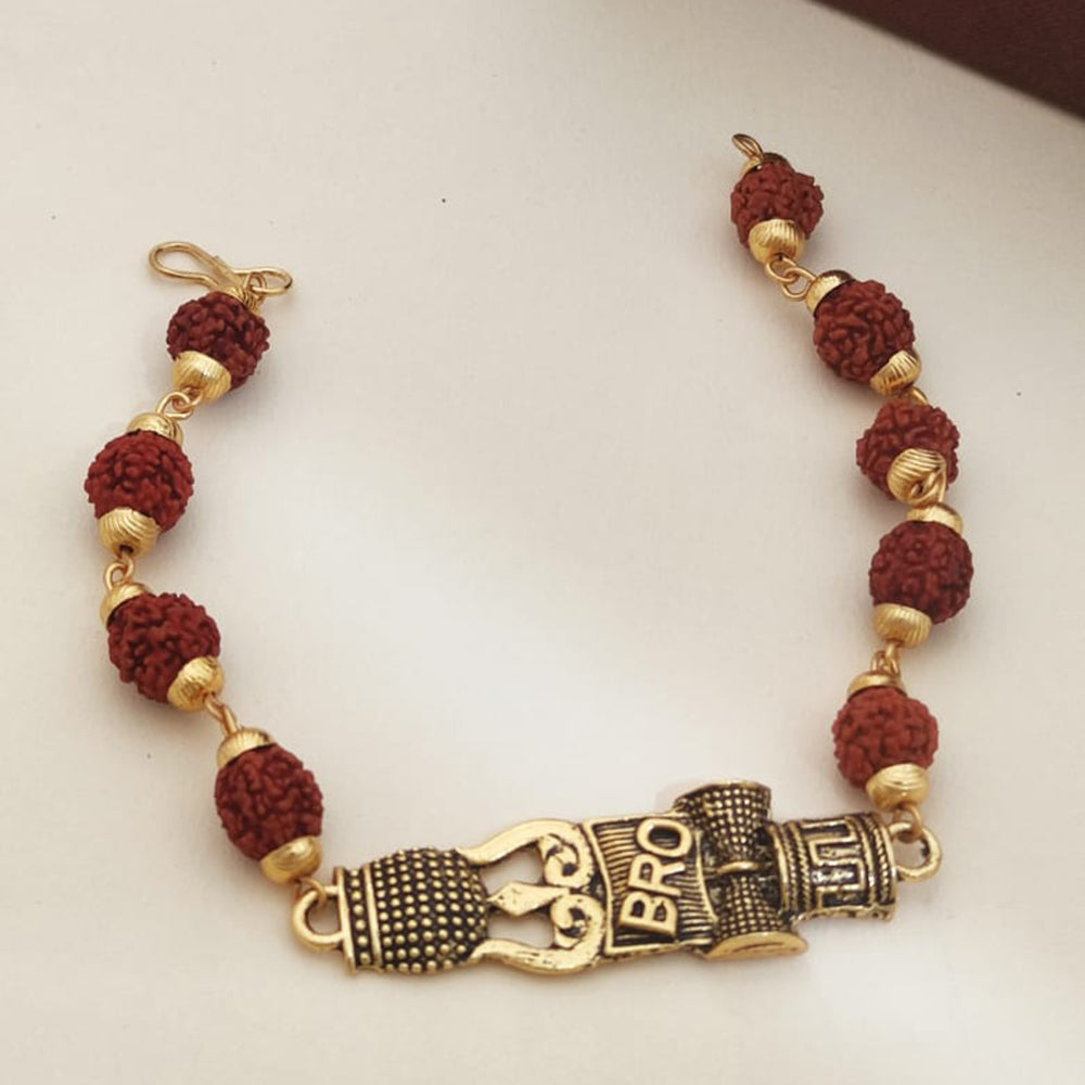Khodiyar Gold Plated Rudraksh Bead Bracelet