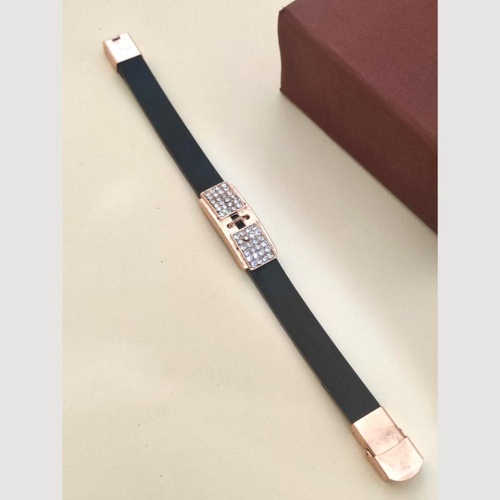 Khodiyar Rose Gold Plated Austrian Stone Men's Bracelet
