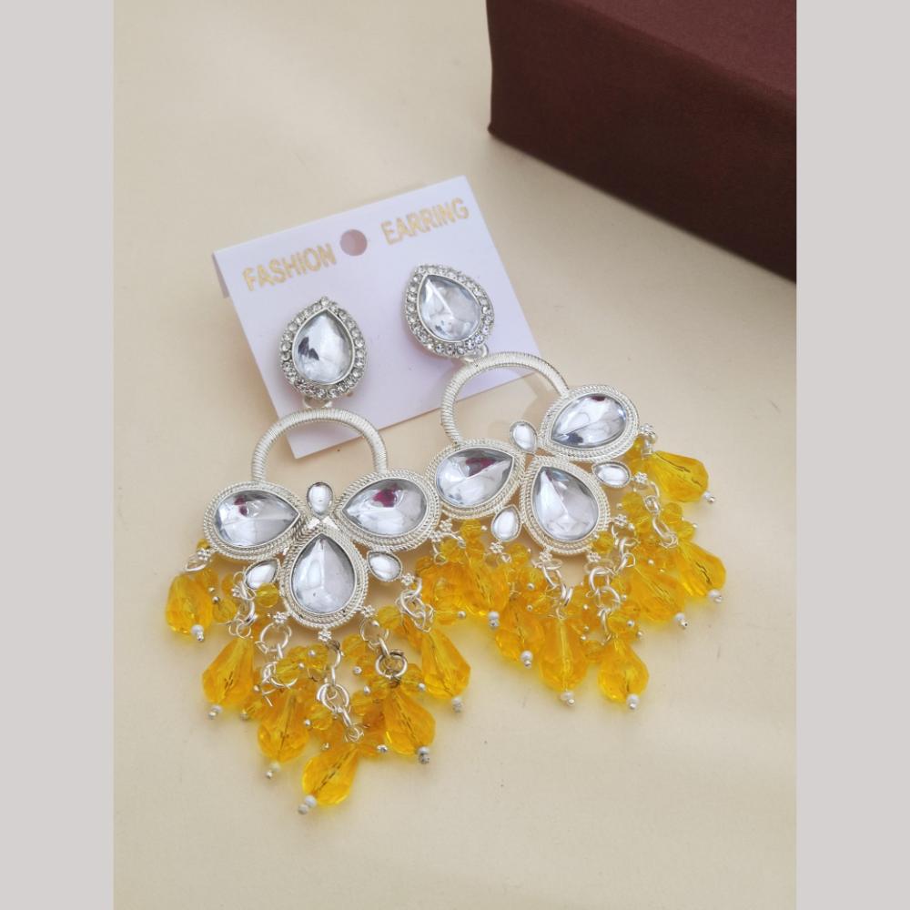 Khodiyar Gold Plated Crystal And Beads Dangler Earrings