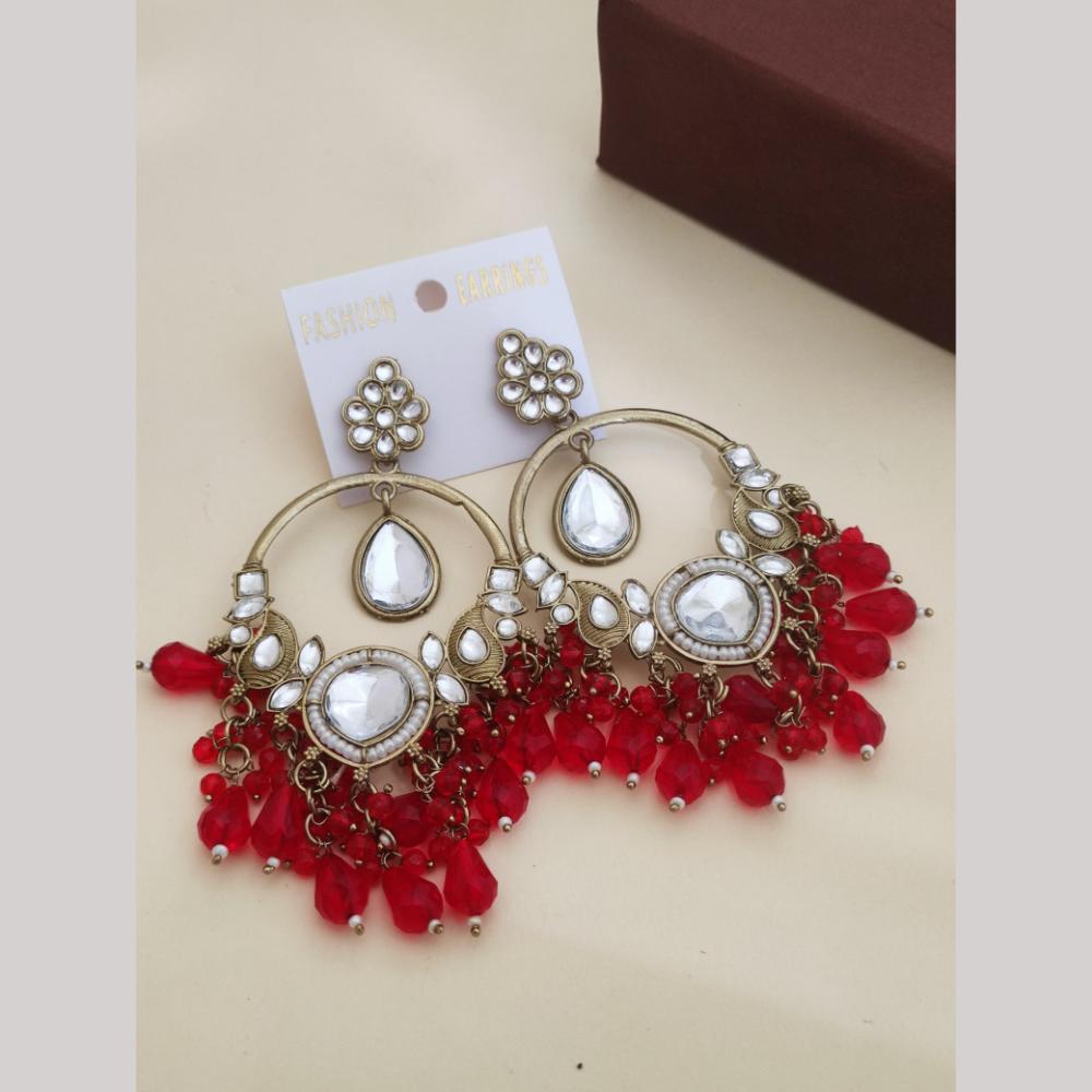 Khodiyar Gold Plated Crystal And Beads Dangler Earrings