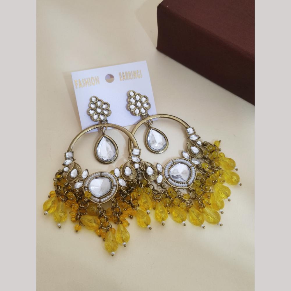 Khodiyar Gold Plated Crystal And Beads Dangler Earrings