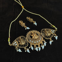 Khodiyar Gold Plated Crystal And Beads Temple Choker Necklace Set