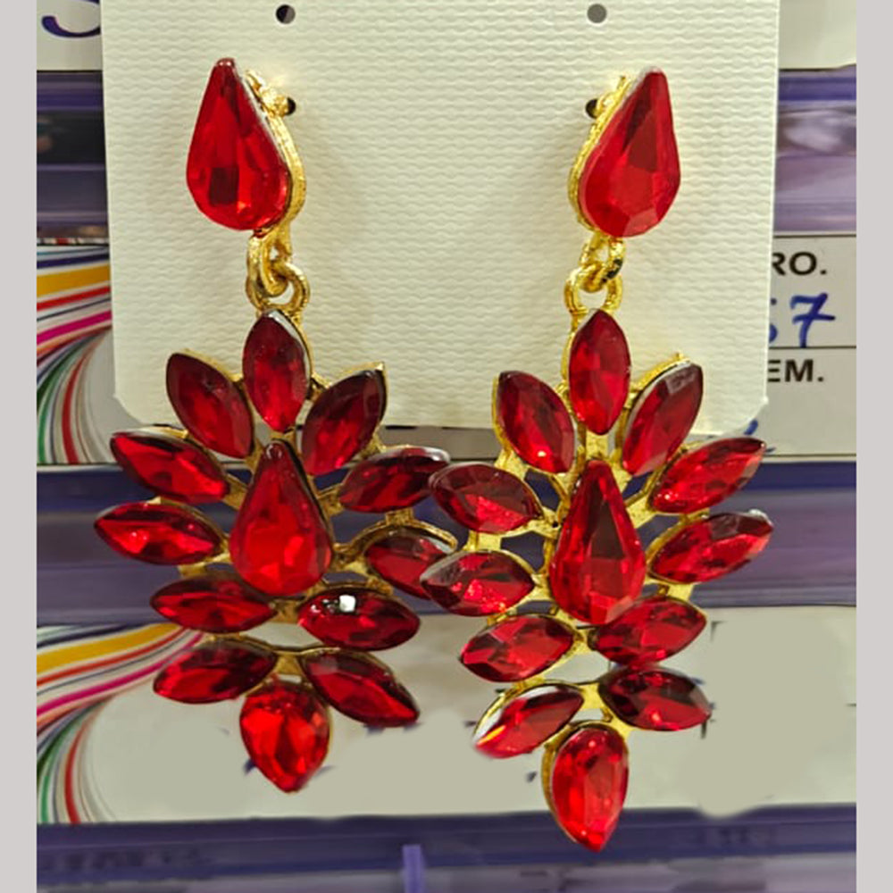 Chandani Jewellers Gold Plated Crystal Stone Dangler Earrings (Assorted Colors)
