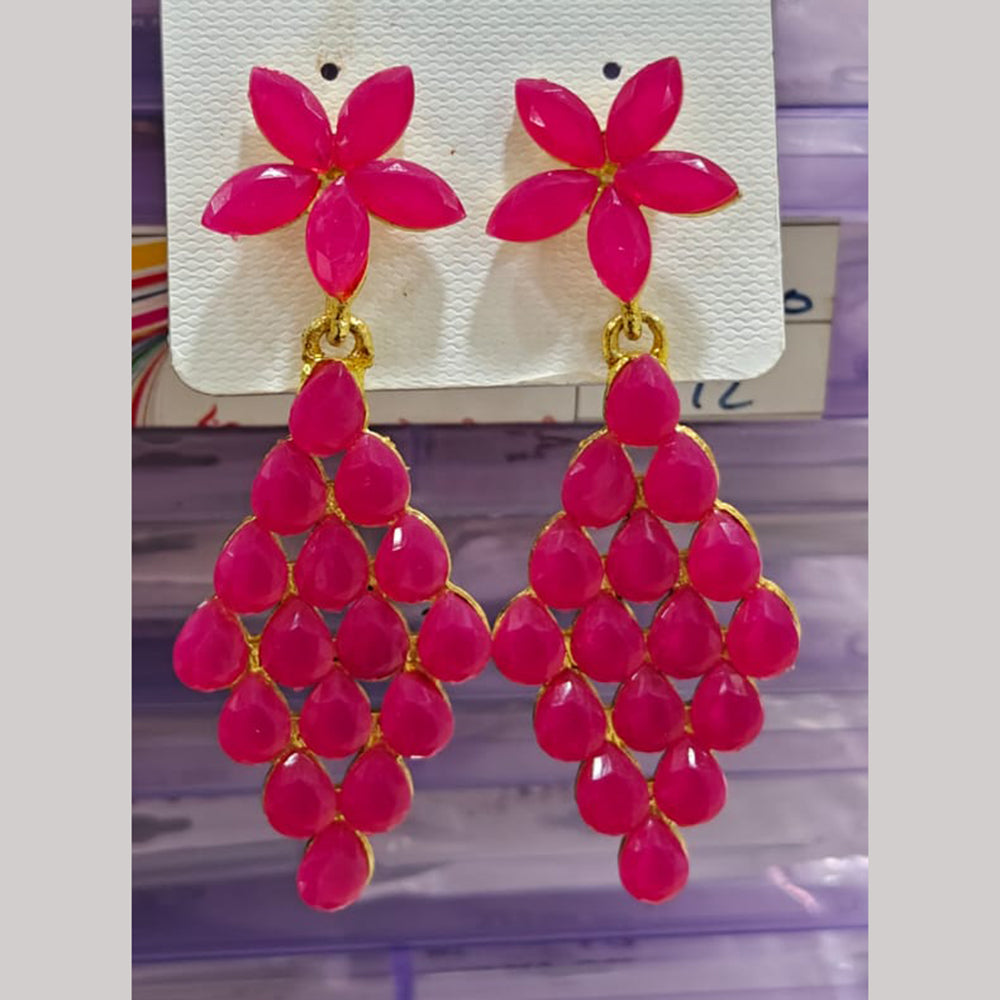 Chandani Jewellers Gold Plated Crystal Stone Dangler Earrings (Assorted Colors)