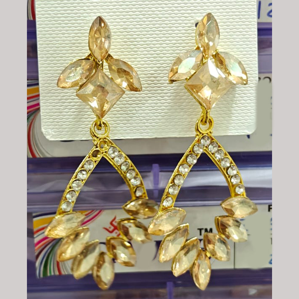 Chandani Jewellers Gold Plated Crystal Stone Dangler Earrings (Assorted Colors)