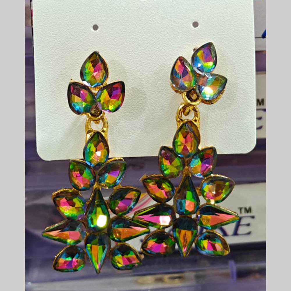 Chandani Jewellers Gold Plated Crystal Stone Dangler Earrings (Assorted Colors)