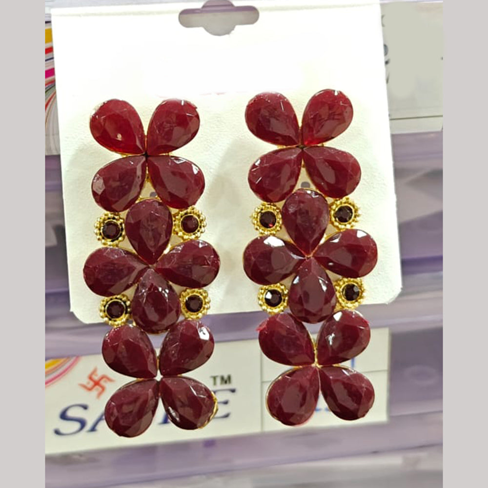 Chandani Jewellers Gold Plated Crystal Stone Dangler Earrings (Assorted Colors)