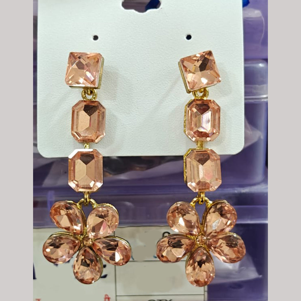 Chandani Jewellers Gold Plated Crystal Stone Dangler Earrings (Assorted Colors)