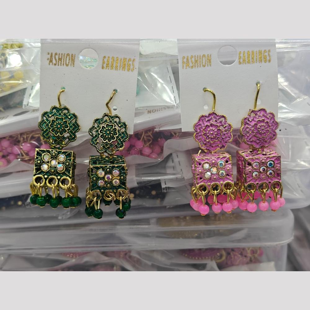 Chandani Jewellers Austrian And Pearl Assorted Color Jhumki Earrings