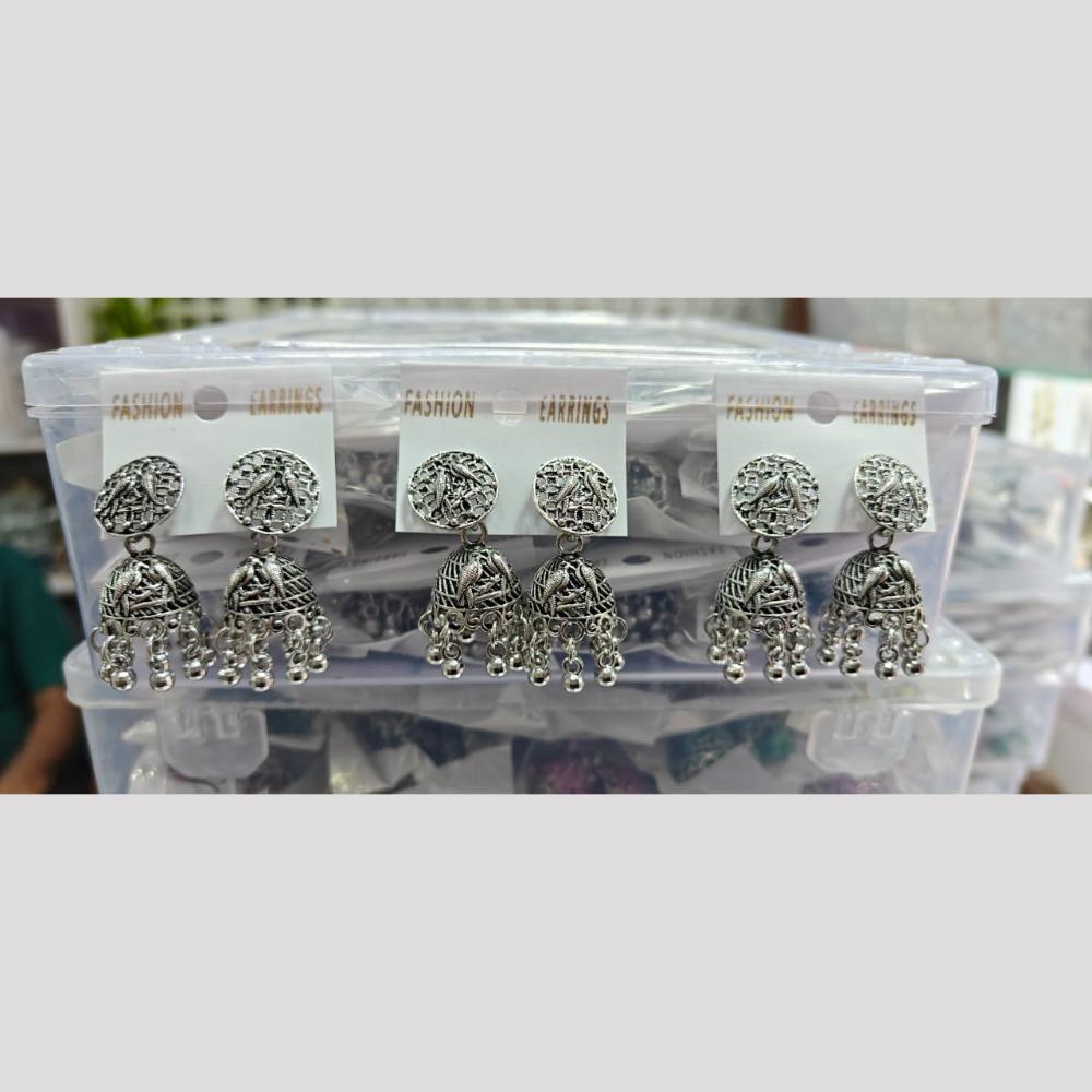 Chandani Jewellers Ethnic Oxidised Plated Parrot Style Jhumki