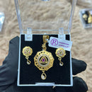 Pooja Sales Rajkot Gold Plated Austrian Stone Chain Pendant Set