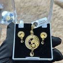Pooja Sales Rajkot Gold Plated Austrian Stone Chain Pendant Set