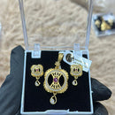 Pooja Sales Rajkot Gold Plated Austrian Stone Chain Pendant Set