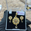 Pooja Sales Rajkot Gold Plated Austrian Stone Chain Pendant Set