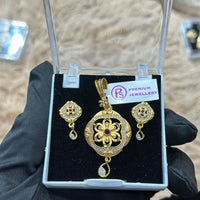 Pooja Sales Rajkot Gold Plated Austrian Stone Chain Pendant Set