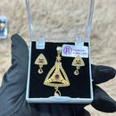 Pooja Sales Rajkot Gold Plated Austrian Stone Chain Pendant Set