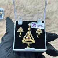 Pooja Sales Rajkot Gold Plated Austrian Stone Chain Pendant Set