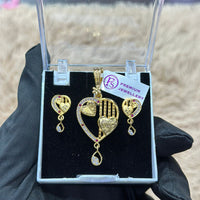 Pooja Sales Rajkot Gold Plated Austrian Stone Chain Pendant Set