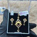 Pooja Sales Rajkot Gold Plated Austrian Stone Chain Pendant Set