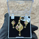 Pooja Sales Rajkot Gold Plated Austrian Stone Chain Pendant Set