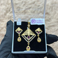 Pooja Sales Rajkot Gold Plated Austrian Stone Chain Pendant Set