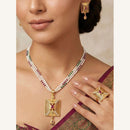 Pooja Sales Rajkot Traditional Pota Stone Pearl Necklace Set (Pack of 6)