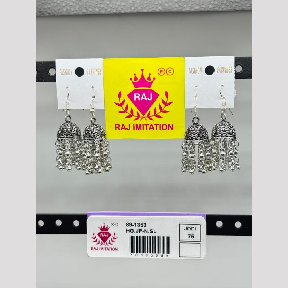 Raj Imitation Oxidised Plated Ghungroo Jhumki Earrings