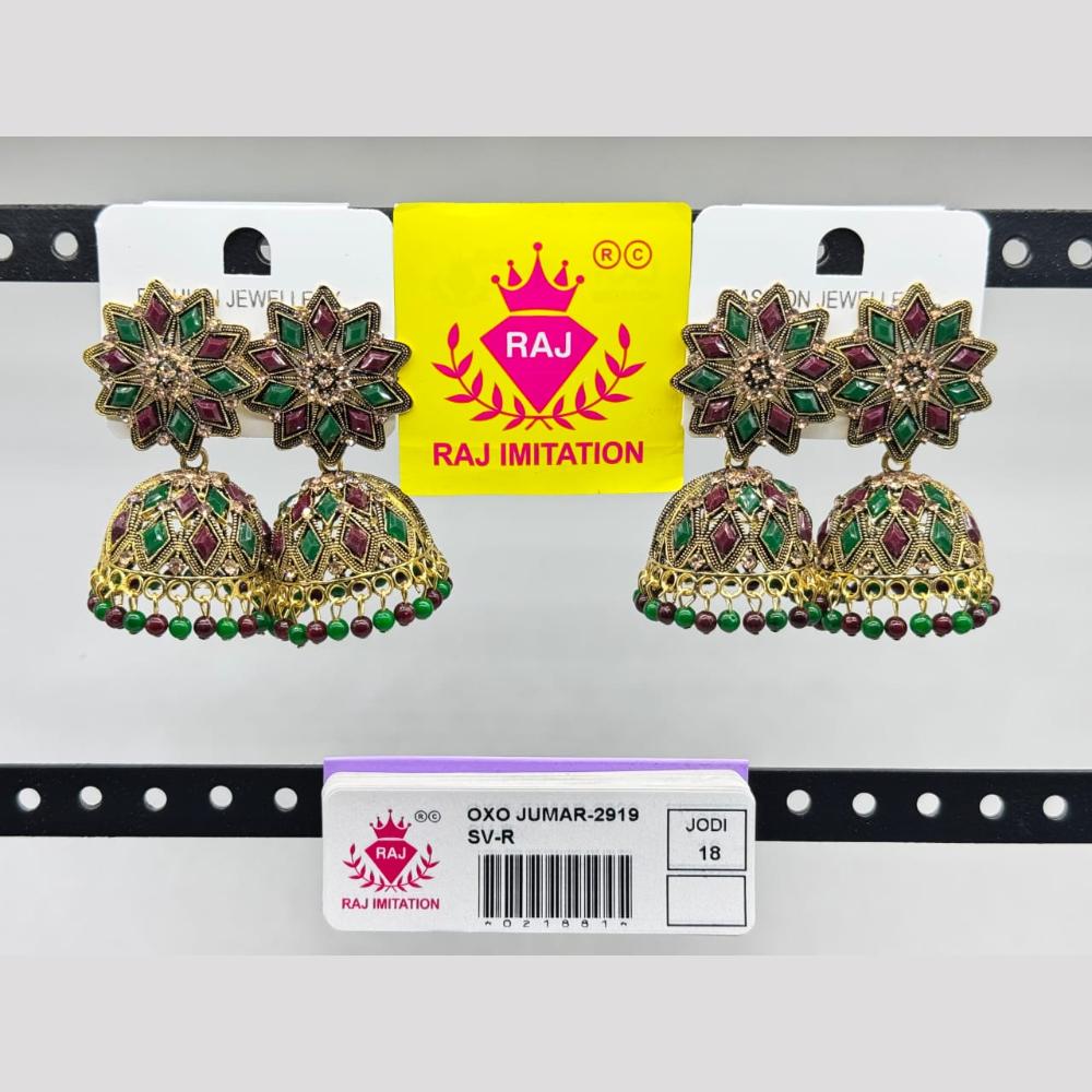 Raj Imitation Gold Plated Crystal And Pearl Jhumki Earrings