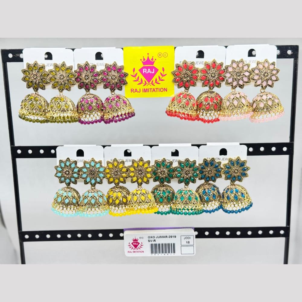 Raj Imitation Gold Plated Crystal And Pearl Jhumki Earrings  (Assorted Color)