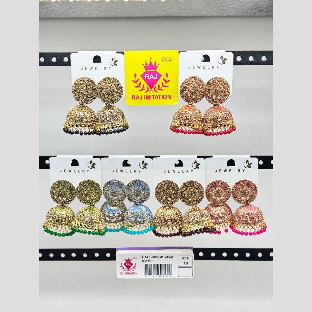 Raj Imitation Gold Plated Austrian Stone And Pearl Jhumki Earrings (Assorted Color)