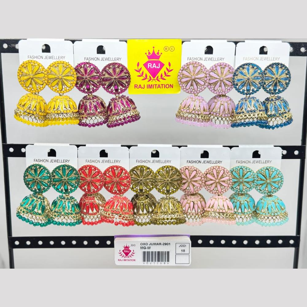Raj Imitation Gold Plated Crystal And Pearl Jhumki Earrings  (Assorted Color)