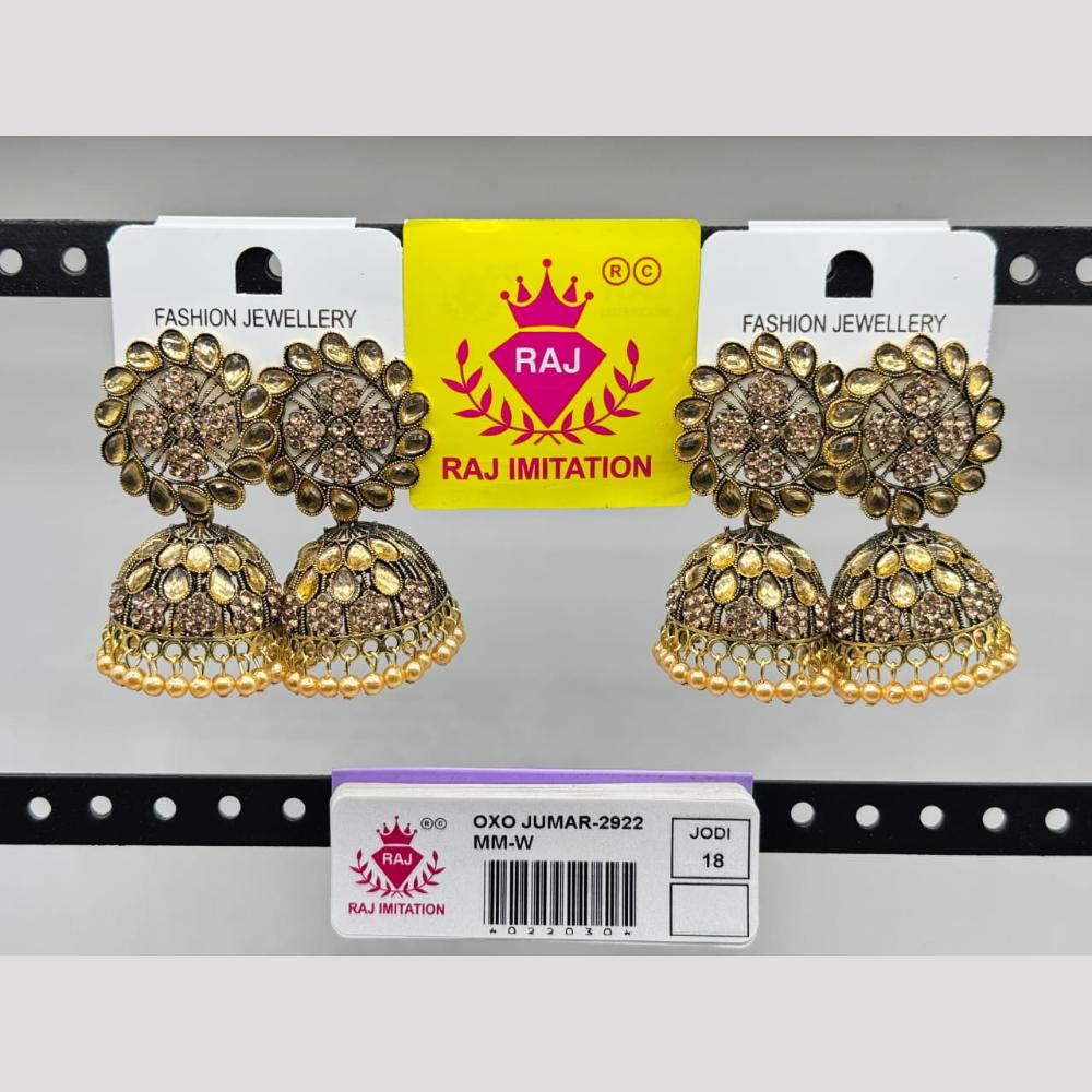 Raj Imitation Gold Plated Austrian Stone And Pearl Jhumki Earrings