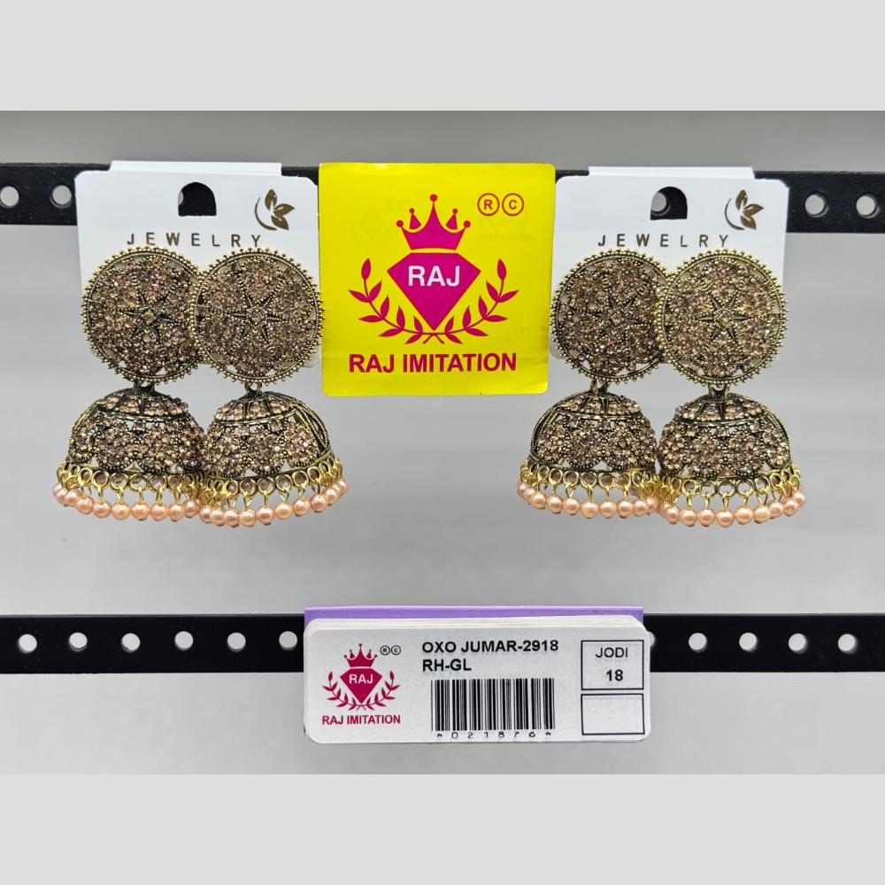 Raj Imitation Gold Plated Austrian Stone And Pearl Jhumki Earrings