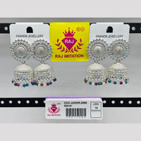Raj Imitation Silver Plated Austrian Stone And Pearl Jhumki Earrings 