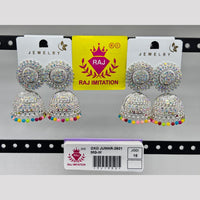 Raj Imitation Silver Plated Austrian Stone And Pearl Jhumki Earrings 