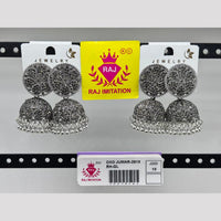 Raj Imitation Oxidised Plated  Austrian Stone And Pearl Jhumki Earrings 