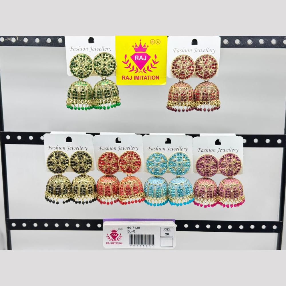 Raj Imitation Silver Plated Austrian Stone And Pearl Jhumki Earrings   (Assorted Color)