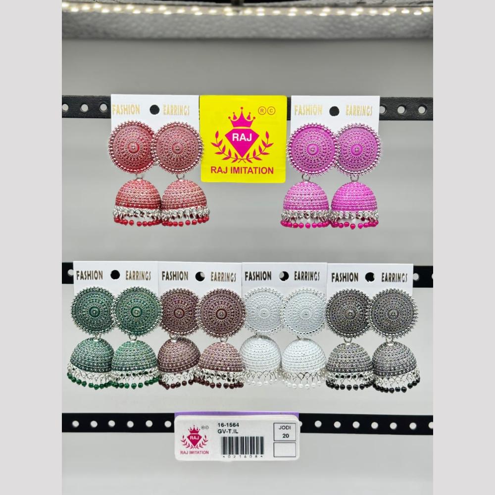 Raj Imitation Silver Plated Austrian Stone And Pearl Jhumki Earrings   (Assorted Color)