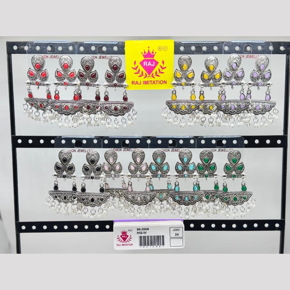 Raj Imitation Oxidised Plated Kundan And Pearl Dangler Earrings  (Assorted Color)