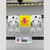 Raj Imitation Silver Austrian Stone And Pearl Mirror Jhumki Earrings 