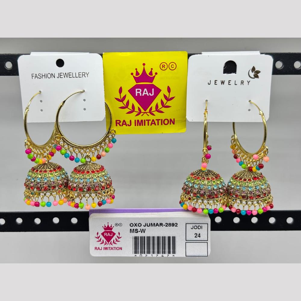 Raj Imitation Gold Plated Austrian Stone And Pearl Jhumki Earrings