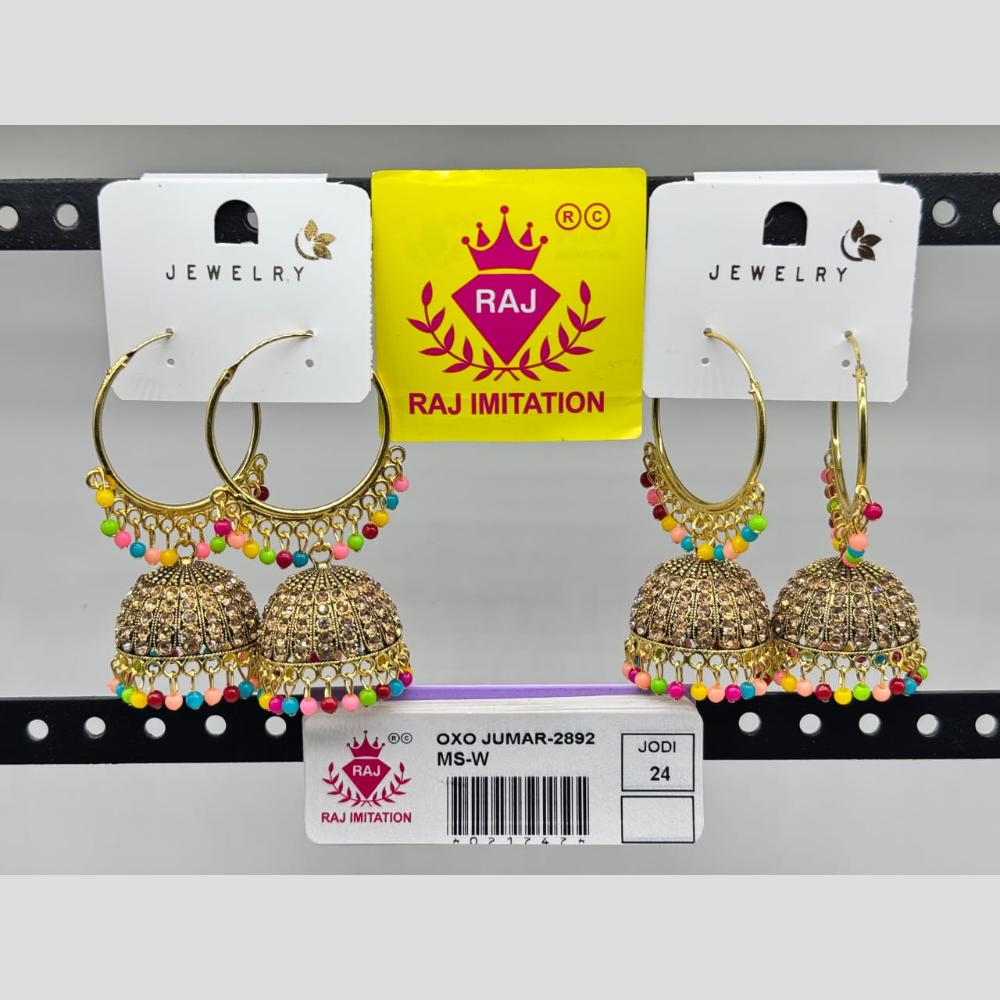Raj Imitation Gold Plated Austrian Stone And Pearl Jhumki Earrings
