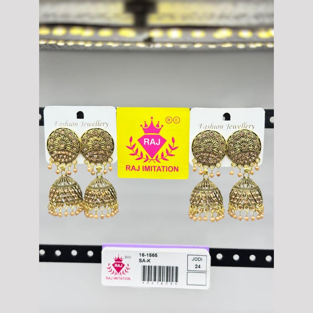 Raj Imitation Gold Plated Austrian Stone And Pearl Jhumki Earrings