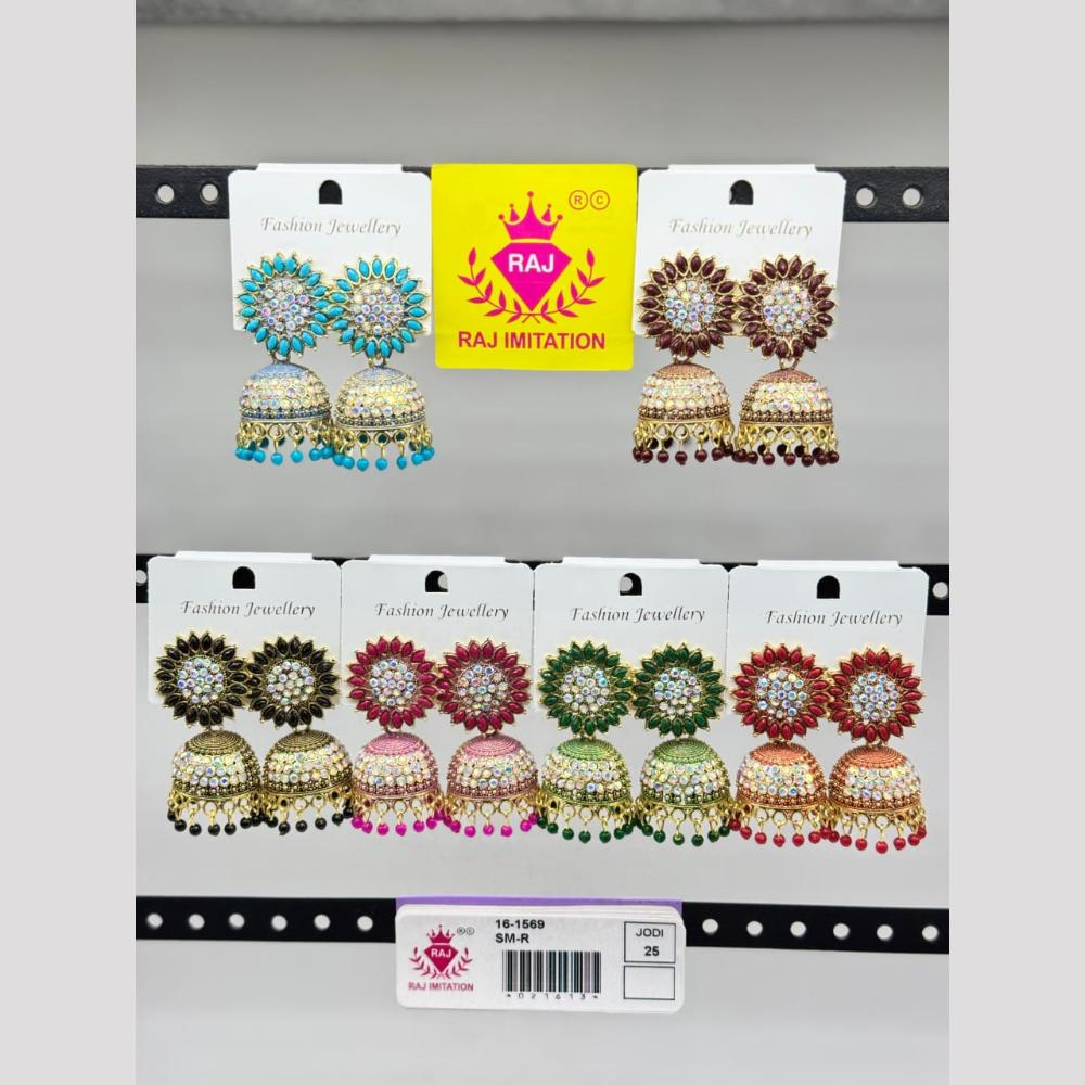 Raj Imitation Gold Plated Austrian Stone And Pearl Jhumki Earrings